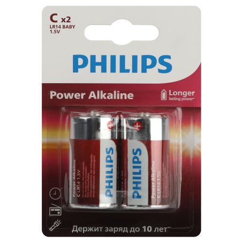 Элемент питания алкалиновый C/LR14 1.5В Power (блист.2шт) LR14P2B/51 Philips Б0062687 Элемент питания алкалиновый C/LR14 1.5В Power (блист.2шт) LR14P2B/51 Philips Б0062687