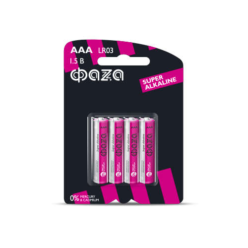 Элемент питания алкалиновый AAA/LR03 1.5В Super Alkaline BL-4 (уп.4шт) ФАZА 5000254 Элемент питания алкалиновый AAA/LR03 1.5В Super Alkaline BL-4 (уп.4шт) ФАZА 5000254