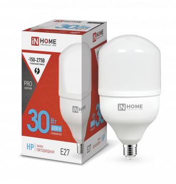 Лампа светодиодная высокомощная LED-HP-PRO 30Вт цилиндр 6500К холод. бел. E27 2850лм 230В IN HOME 4690612031088 Лампа светодиодная высокомощная LED-HP-PRO 30Вт цилиндр 6500К холод. бел. E27 2850лм 230В IN HOME 4690612031088