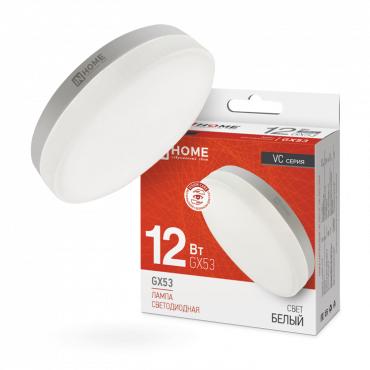 Лампа светодиодная LED-GX53-VC 12Вт рефлектор 4000К нейтр. бел. GX53 1140лм 230В IN HOME 4690612020792 Лампа светодиодная LED-GX53-VC 12Вт рефлектор 4000К нейтр. бел. GX53 1140лм 230В IN HOME 4690612020792