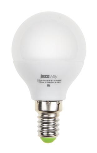 Лампа светодиодная PLED-ECO 5Вт G45 шар матовая 3000К тепл. бел. E14 400лм 230В 50Гц JazzWay 1036896A Лампа светодиодная PLED-ECO 5Вт G45 шар матовая 3000К тепл. бел. E14 400лм 230В 50Гц JazzWay 1036896A