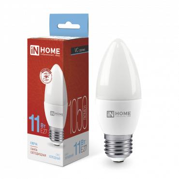 Лампа светодиодная LED-СВЕЧА-VC 11Вт свеча 6500К холод. бел. E27 1050лм 230В IN HOME 4690612024868 Лампа светодиодная LED-СВЕЧА-VC 11Вт свеча 6500К холод. бел. E27 1050лм 230В IN HOME 4690612024868