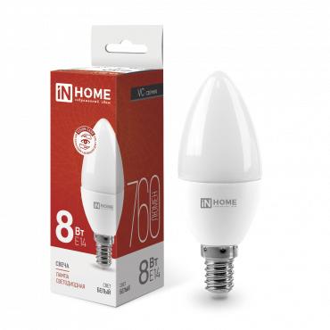 Лампа светодиодная LED-СВЕЧА-VC 8Вт свеча 4000К нейтр. бел. E14 760лм 230В IN HOME 4690612020433 Лампа светодиодная LED-СВЕЧА-VC 8Вт свеча 4000К нейтр. бел. E14 760лм 230В IN HOME 4690612020433