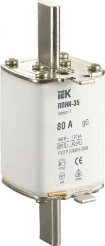 Вставка плавкая ППНИ-35 80А габарит 1 IEK DPP30-080 Вставка плавкая ППНИ-35 80А габарит 1 IEK DPP30-080