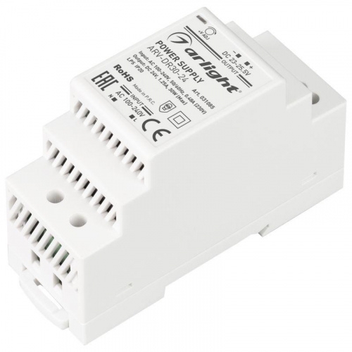 Блок питания ARV-DR30-24 24В 1.25А 30Вт IP20 DIN-рейка Arlight 031085 Блок питания ARV-DR30-24 24В 1.25А 30Вт IP20 DIN-рейка Arlight 031085