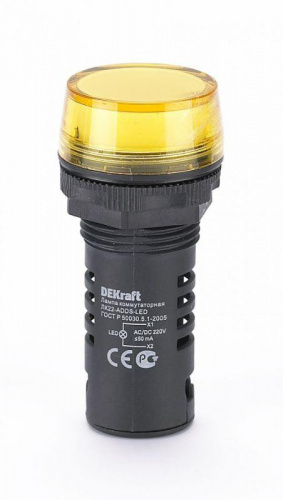 Лампа коммутационная ADDS ЛК-22 d22мм 220В AC/DC желт. LED DEKraft 25120DEK Лампа коммутационная ADDS ЛК-22 d22мм 220В AC/DC желт. LED DEKraft 25120DEK