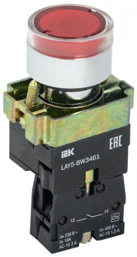 Кнопка LAY5-BW3461 1НО с подсветкой красн. KARAT IEK BBT50-BW-K04 Кнопка LAY5-BW3461 1НО с подсветкой красн. KARAT IEK BBT50-BW-K04