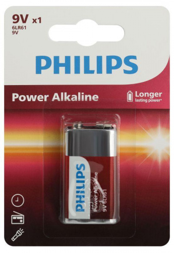 Элемент питания алкалиновый "крона" 6LR61 9В Power (блист. 1шт) Philips Б0062717 Элемент питания алкалиновый "крона" 6LR61 9В Power (блист. 1шт) Philips Б0062717