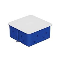 Коробка распределительная с крышкой  для г/к 100x100х50мм с металл. лапками, цвет синий IP30 Экопласт