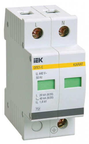 Ограничитель перенапряжения ОПС1-C 2P KARAT IEK MOP20-2-C Ограничитель перенапряжения ОПС1-C 2P KARAT IEK MOP20-2-C