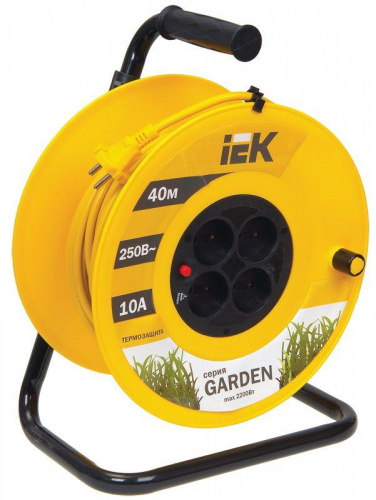 Удлинитель на катушке 4х40м без заземл. 10А IP20 Garden УК40 2х1 термозащита IEK WKP23-10-04-40 Удлинитель на катушке 4х40м без заземл. 10А IP20 Garden УК40 2х1 термозащита IEK WKP23-10-04-40