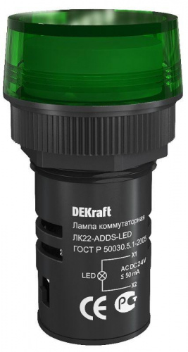 Лампа коммутационная ADDS ЛК-22 d22мм 24В AC/DC зел. LED DEKraft 25065DEK Лампа коммутационная ADDS ЛК-22 d22мм 24В AC/DC зел. LED DEKraft 25065DEK