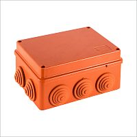 JBS150 Коробка огн. E110, о/п 150х110х70мм, без галогена,10 вых., IP55, 12P, (1,5-4 мм²), цвет оранж. Экопласт