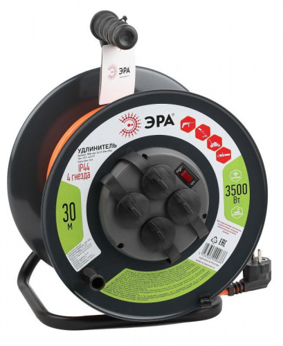 Удлинитель на метал. катушке 4х30м с заземл. 16А IP44 RMx-4es-3х1.5-30m-IP44 ПВС 3х1.5 Эра Б0046850 Удлинитель на метал. катушке 4х30м с заземл. 16А IP44 RMx-4es-3х1.5-30m-IP44 ПВС 3х1.5 Эра Б0046850