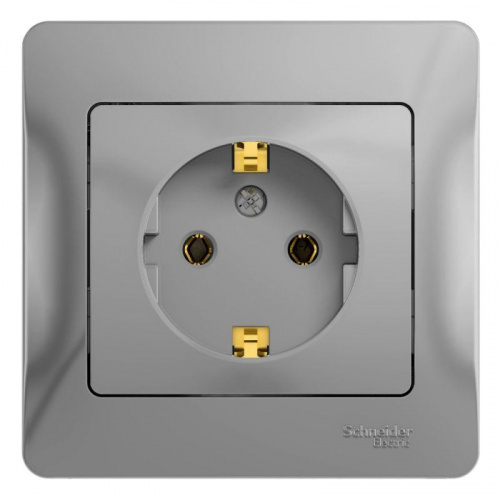 Розетка 1-м СП Glossa 16А IP20 с заземл. в сборе алюм. SE GSL000342 Розетка 1-м СП Glossa 16А IP20 с заземл. в сборе алюм. SE GSL000342