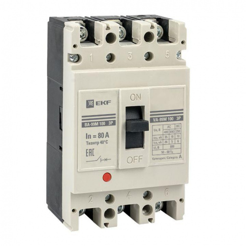 Выключатель автоматический 3п 100/80А 35кА ВА-99М PROxima EKF mccb99-100-80m Выключатель автоматический 3п 100/80А 35кА ВА-99М PROxima EKF mccb99-100-80m