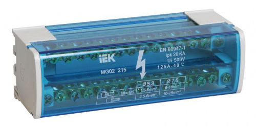 Шина на DIN-рейку в корпусе (кросс-модуль) ШНК 2х15 L+PEN IEK YND10-2-15-125 Шина на DIN-рейку в корпусе (кросс-модуль) ШНК 2х15 L+PEN IEK YND10-2-15-125