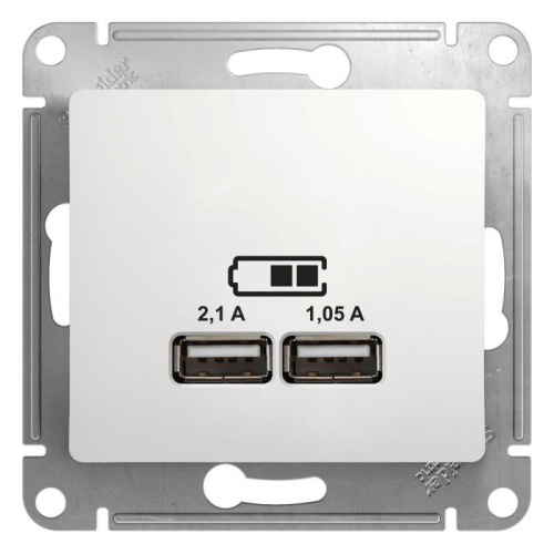 Розетка USB 2-м СП Glossa тип A+A 5В/2.1А 2х5В/1.05А механизм бел. SE GSL000133 Розетка USB 2-м СП Glossa тип A+A 5В/2.1А 2х5В/1.05А механизм бел. SE GSL000133
