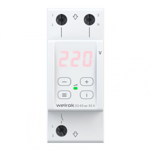 Реле напряжения D2-63 red Welrok 4660251140014 Реле напряжения D2-63 red Welrok 4660251140014