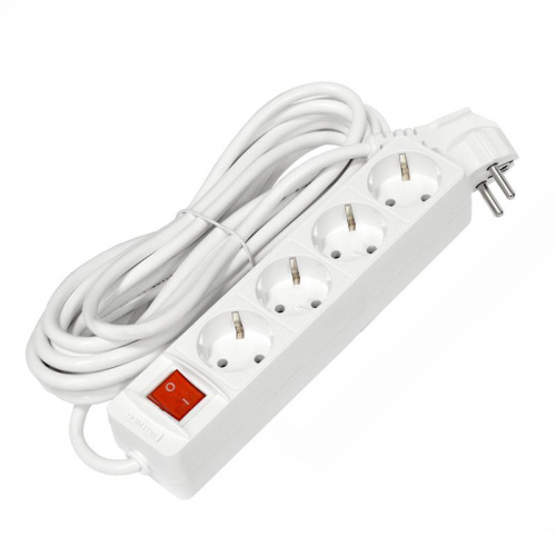 Удлинитель 4х5м с заземл. 16А IP20 3х1 с выкл. бел. DOMTOK 2500 Удлинитель 4х5м с заземл. 16А IP20 3х1 с выкл. бел. DOMTOK 2500