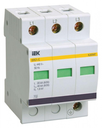 Ограничитель перенапряжения ОПС1-C 3P KARAT IEK MOP20-3-C Ограничитель перенапряжения ОПС1-C 3P KARAT IEK MOP20-3-C