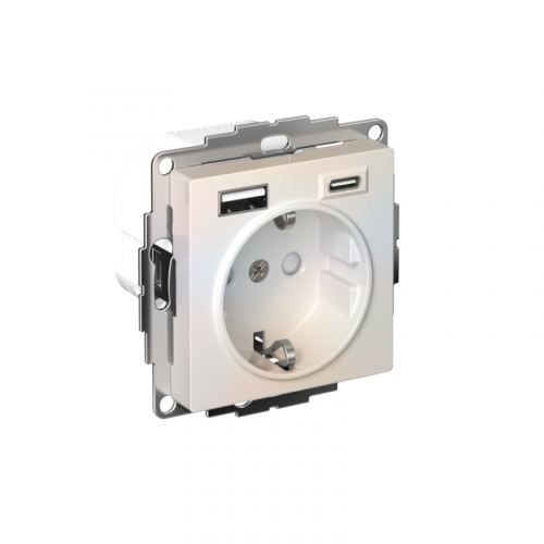 Розетка AtlasDesign 16А с 2-мя заряд. устройствами USB тип A+C 5В/2.4А 2х5В/1.2А механизм жемчуж. SE ATN000432 Розетка AtlasDesign 16А с 2-мя заряд. устройствами USB тип A+C 5В/2.4А 2х5В/1.2А механизм жемчуж. SE ATN000432