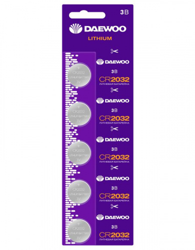 Элемент питания литиевый CR2032 3В 2021 BL-5 (уп.5шт) DAEWOO 5030268 Элемент питания литиевый CR2032 3В 2021 BL-5 (уп.5шт) DAEWOO 5030268