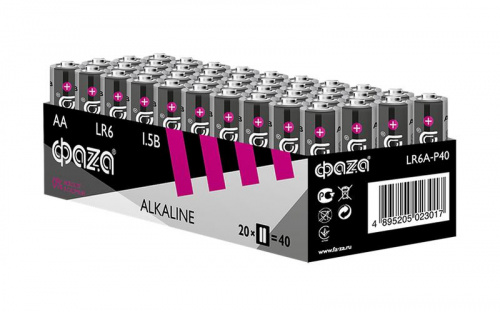 Элемент питания алкалиновый AA/LR6 1.5В Alkaline Pack-40 (уп.40шт) ФАZА 5023017 Элемент питания алкалиновый AA/LR6 1.5В Alkaline Pack-40 (уп.40шт) ФАZА 5023017