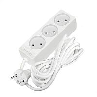 Удлинитель 3х3м без заземл. 10А IP20 2.2кВт ПВС 2х0.75 бел. DOMTOK 2371