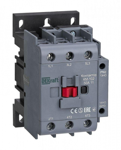 Контактор КМ-102 3п 50А кат. 230В AC 1НО+1НЗ AC-3 AC-4 DEKraft 22007DEK Контактор КМ-102 3п 50А кат. 230В AC 1НО+1НЗ AC-3 AC-4 DEKraft 22007DEK