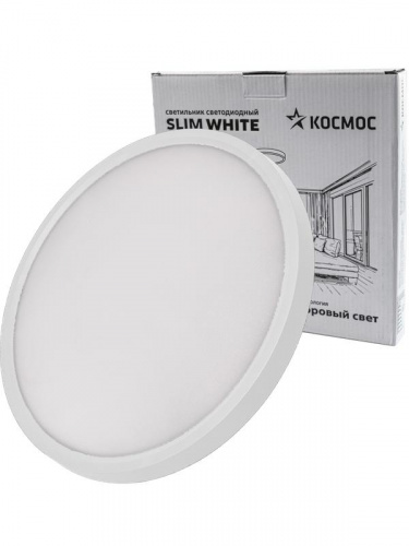 Светильник светодиодный SLIM WHITE 38Вт 4500К IP40 2650лм 230В 400х25мм КОСМОС KSlim38w_W4500K