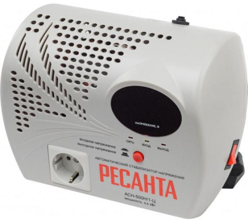 Стабилизатор напряжения АСН-500 Н/1-Ц 1ф 0.5кВт настен. с розеткой IP20 релейный Ресанта 63/6/9 Стабилизатор напряжения АСН-500 Н/1-Ц 1ф 0.5кВт настен. с розеткой IP20 релейный Ресанта 63/6/9