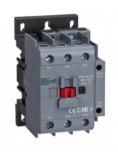 Контактор КМ-102 3п 40А кат. 230В AC 1НО+1НЗ AC-3 AC-4 DEKraft 22006DEK Контактор КМ-102 3п 40А кат. 230В AC 1НО+1НЗ AC-3 AC-4 DEKraft 22006DEK