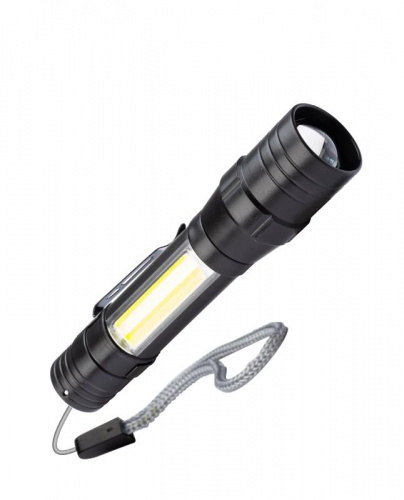 Фонарь аккумуляторный ручной LED 1Вт + COB 5Вт линза зум аккум. Li-ion 18650 1А.ч USB-шнур ABS-пластик КОСМОС KOS113Lit Фонарь аккумуляторный ручной LED 1Вт + COB 5Вт линза зум аккум. Li-ion 18650 1А.ч USB-шнур ABS-пластик КОСМОС KOS113Lit