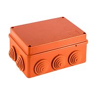 JBS150 Коробка огн. E110, о/п 150х110х70мм, без галогена,10 вых., IP55, 6Р, (1,5-10 мм²), цвет оранж. Экопласт