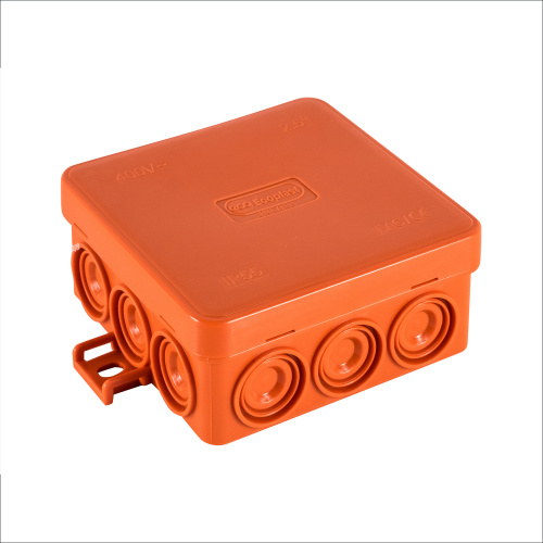 JBL085 Коробка огн. E110, о/п 85х85х38мм, без галогена, 12 вых., IP55, 9P, (0,15-2,5 мм²), цвет оранж. Экопласт