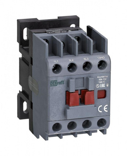 Контактор 18А 230В AC АС3 АС4 1НО+1НЗ КМ-102 DEKraft 21916DEK Контактор 18А 230В AC АС3 АС4 1НО+1НЗ КМ-102 DEKraft 21916DEK