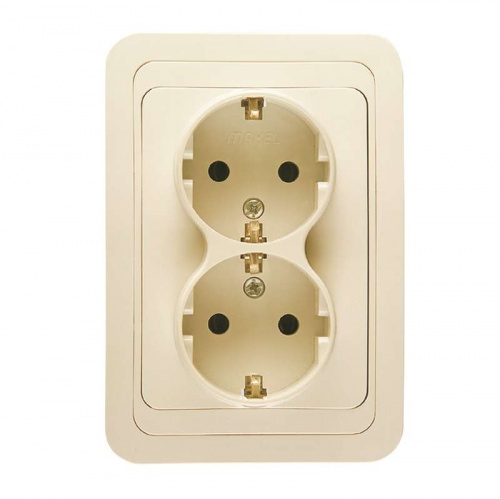 Розетка 2-м СП Mimoza 16А IP20 с заземл. крем./крем. Makel 25082 Розетка 2-м СП Mimoza 16А IP20 с заземл. крем./крем. Makel 25082