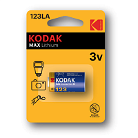 Элемент питания литиевый CR123 3В MAX Lithium (блист.1шт) 30956223-RU1 KODAK Б0005146