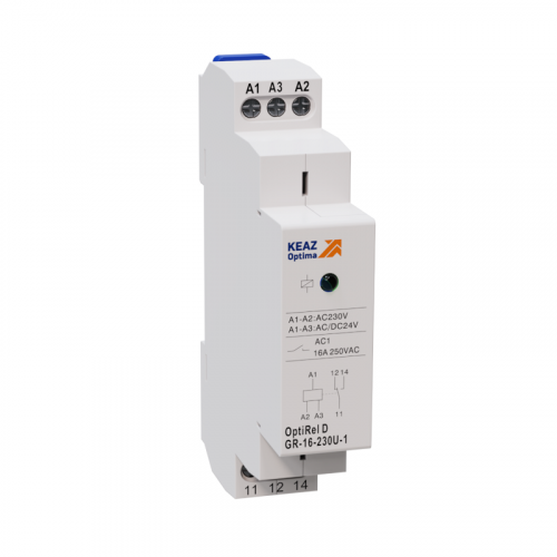 Реле промежуточное OptiRel D GR-08-024U-2 модульное 8А 24В AC/DC 2СО КЭАЗ 332037 Реле промежуточное OptiRel D GR-08-024U-2 модульное 8А 24В AC/DC 2СО КЭАЗ 332037