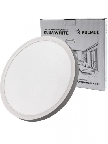 Светильник светодиодный SLIM WHITE 28Вт 4500К IP40 2398лм 230В 300х25мм КОСМОС KSlim28w_W4500K Светильник светодиодный SLIM WHITE 28Вт 4500К IP40 2398лм 230В 300х25мм КОСМОС KSlim28w_W4500K