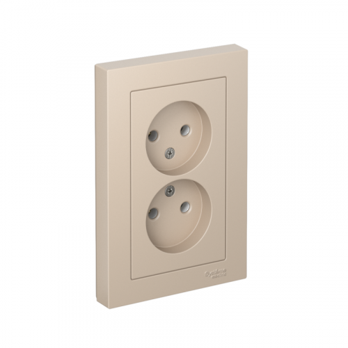 Розетка 2-м. AtlasDesign 16А без заземл. в сборе песочн. SE ATN001220