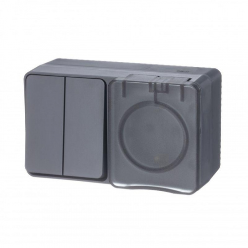 Блок ОП AtlasDesign PROFI IP54 (розетка 1-м 16А заземл. защ. шторки + 2-кл. выключатель 10А) антрацит SE ATN544074 Блок ОП AtlasDesign PROFI IP54 (розетка 1-м 16А заземл. защ. шторки + 2-кл. выключатель 10А) антрацит SE ATN544074