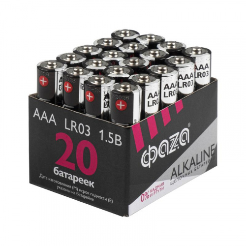 Элемент питания алкалиновый AAA/LR03 1.5В Alkaline Pack-20 (уп.20шт) ФАZА 5028128 Элемент питания алкалиновый AAA/LR03 1.5В Alkaline Pack-20 (уп.20шт) ФАZА 5028128