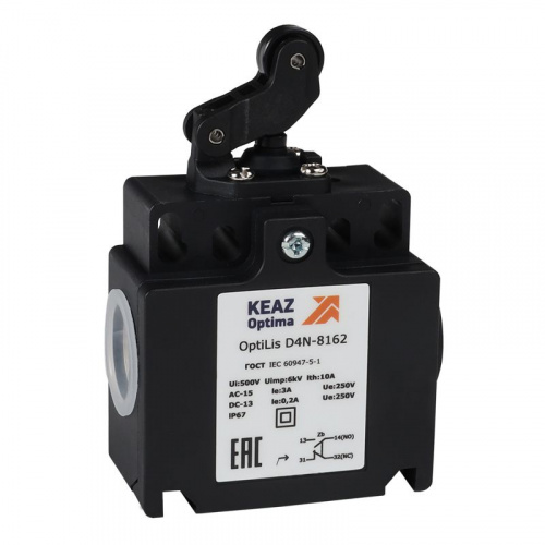 Выключатель концевой OptiLiS D4N-8162 рычаг роликовый горизонт. перемещение EN 50047 XCKT2121P16 КЭАЗ 365316 Выключатель концевой OptiLiS D4N-8162 рычаг роликовый горизонт. перемещение EN 50047 XCKT2121P16 КЭАЗ 365316