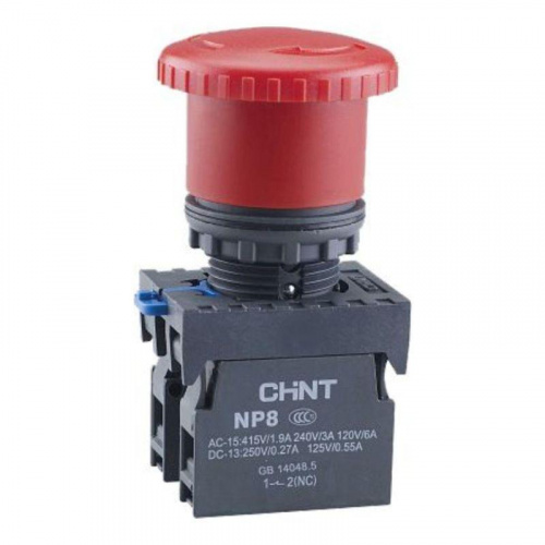 Кнопка управления "Грибок" NP8-11ZS/14 d40мм 1НО+1НЗ IP65 с фиксацией красн. (R) CHINT 667129 Кнопка управления "Грибок" NP8-11ZS/14 d40мм 1НО+1НЗ IP65 с фиксацией красн. (R) CHINT 667129