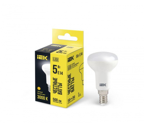 Лампа светодиодная R50 5Вт 3000К тепл. бел. E14 450лм 230-240В IEK LLE-R50-5-230-30-E14 Лампа светодиодная R50 5Вт 3000К тепл. бел. E14 450лм 230-240В IEK LLE-R50-5-230-30-E14