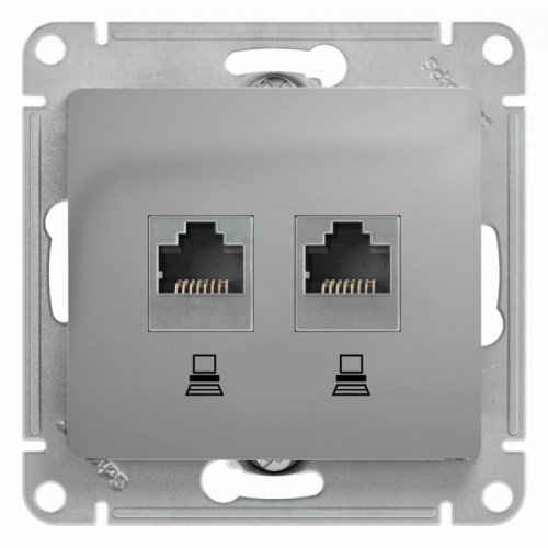 Розетка компьютерная 2-м Glossa RJ45 кат.5E механизм алюм. SE GSL000385KK Розетка компьютерная 2-м Glossa RJ45 кат.5E механизм алюм. SE GSL000385KK
