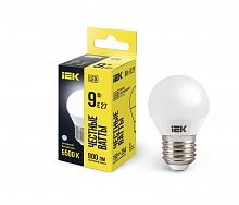 Лампа светодиодная G45 9Вт шар 6500К E27 230В IEK LLE-G45-9-230-65-E27