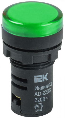 Лампа светосигнальная AD22DS d22мм 230В AC/DC зел. KARAT IEK BLS10-ADDS-230-K06
